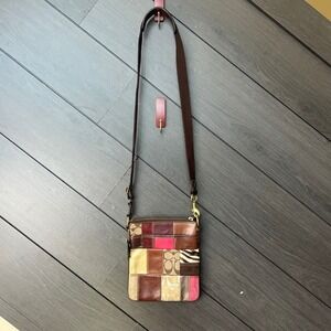 Coach Women's Patchwork Crossbody Bag Leather Suede Signature Multicolor Y2K